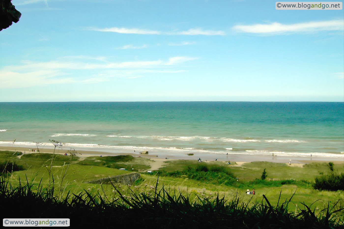 Normandy - Omaha beach through a slit bunker